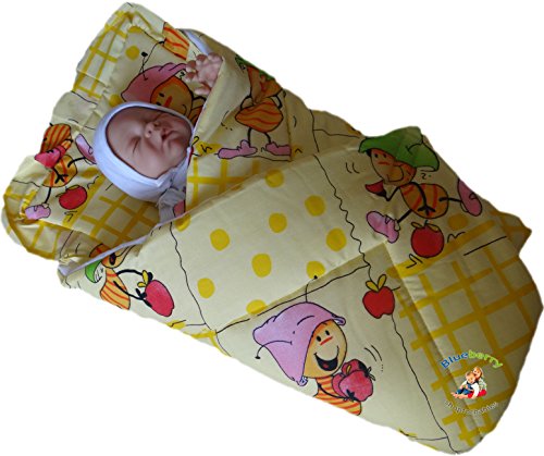 NEWBORN Baby Swaddle Wrap Blanket, duvet, Sleeping Bag BABY'S HORN (CREAM)