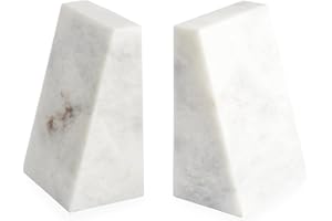 BRITISH FOSSILS Himalayan Marble White Wedge Bookends