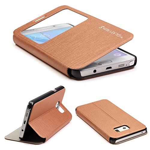 Urcover   Funda Galaxy Note 5  Carcasa Libro S-View  Cierre magnetico  Funcion Soporte  Anti-ara  azos  Billetera Flip Cover Protector Samsung Galaxy Note 5- Caf  