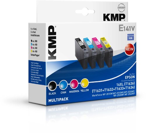 KMP E141V Patrone ersetzt 16XL T1636, Multipack, schwarz/cyan/magenta/gelb