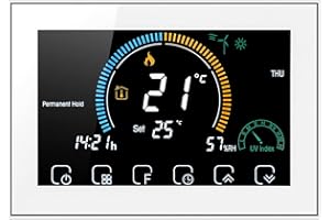 Irishom Termostato WiFi per Caldaia a Gas Controllo App Vocale/LCD Retroilluminato,Termostato Programmabile Compatibile con Alexa Google Home,BHT-8000-GC (Bianco)