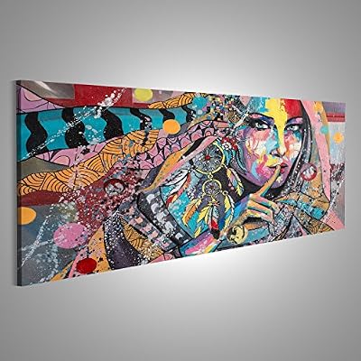 islandburner Tableau Tableaux sur toile Street Art Street Art Femme Sur Mur De La Maison Image sur toile - Images - Photo - Poster - Impression - déco murale - Format panoramique