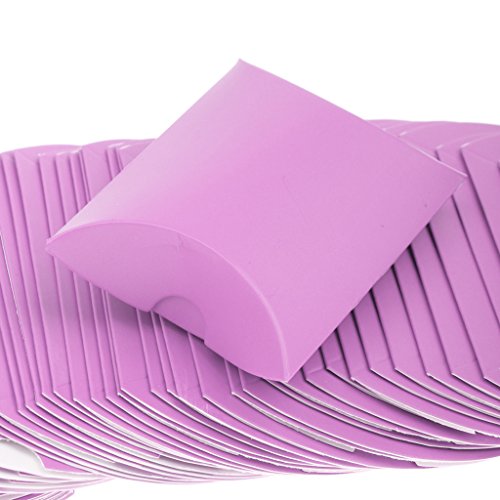 amleso 50pcs Kraft Paper Sweets Candy Pillow Gift Boxes Wedding Party Favor Purple