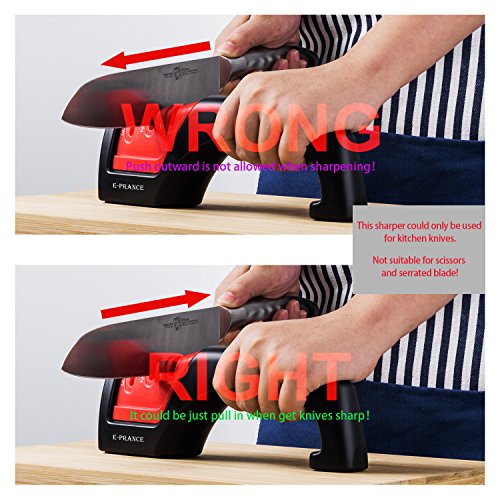 E-PRANCE M5 Messerschärfer Messerschleifer Knife Sharpener mit 3 Stufen, Hochwertig, Schwarz&Rot - 4