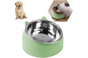 O-KINEE Ciotola per Cani Gatti Animali Domestici, in Acciaio con Rialzate Inclinate, Scodella Anti Scivolo, 15 Gradi, Antivomito, 200ml