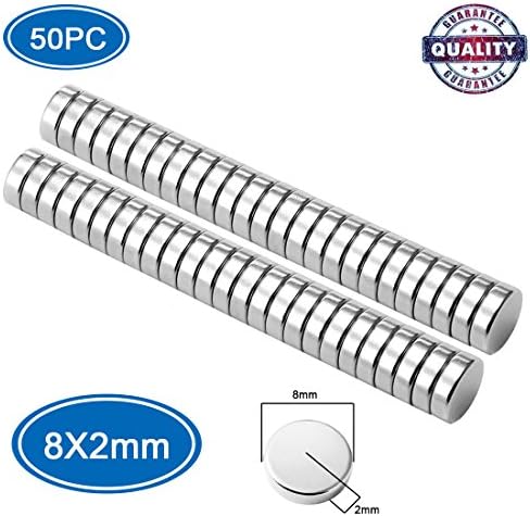 Neodymium Magnets, MEAMOR, 50pcs 8MM x 2MM Strong N45 Multi-Use Magnets, DYI, Fridge, Home &amp; Office, Whiteboard, Crafts, School Classroom Magnets (50pcs 8MM x2MM)