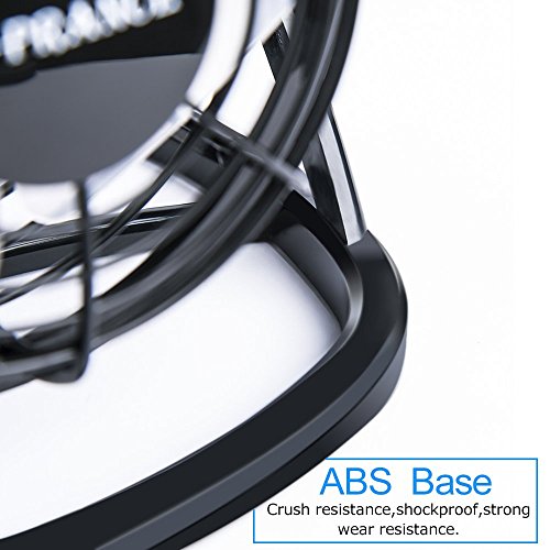 E-PRANCE USB Ventilator Mini Tischventilator leise, 360° Drehbar, optimal für Schreibtisch WEEE Zertifizierung (Schwarz 2) - 4