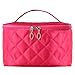 Discoball Lady Women Cosmetic Makeup Toiletry Travel Wash Bag Holder Mirror Case Organizer(Rose Red grid pattern design)