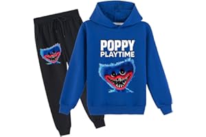 ERICHMAN Poppy Playtime Huggy wonggys Kids 2 Piezas Set Sudaderas con Capucha y Pantalones de chándal Casual Conjunto de Sudadera para niños y niñas