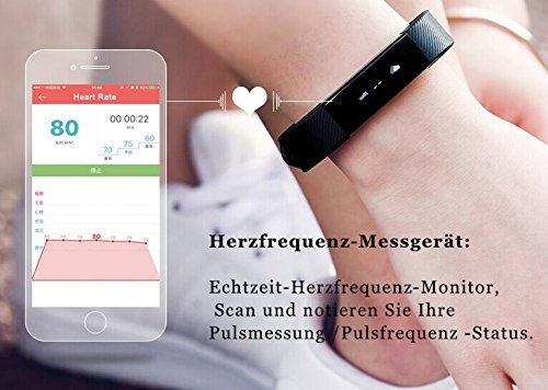 Schrittzähler Armband Uhr, USB-Stecker Bluetooth Sports Wearables Tracker mit Smart Notifications,Schritt Schlafanalyse Rate Monitor Smart Wristband mit OLED-Display,Kalorien verbrannt,Sedentary Reminder,Push-Erinnerungen für Anruf und Nachrichten etc,Rote - 4
