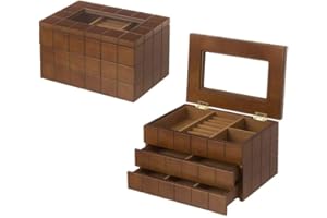 D'CASA Dcasa - Joyero de madera con 2 cajones, color marrón moderno para dormitorio Bretaña