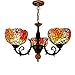 Produktbild YJFFAN Vintage Tiffany Stil Kronleuchter Deckenleuchte Kreative Rose Glass Shade 3 Arme Deckenpendelleuchten für Wohnzimmer, Esszimmer, Bar, Club E27