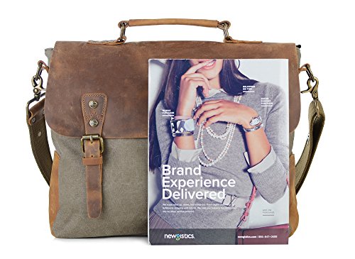 Gootium Vintage Umhängetasche Canvas Leder Messengertasche Schultertasche Laptoptasche Notebooktasche - 4