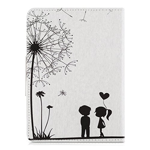 kwmobile Hülle für Tolino Vision 1 / 2 / 3 / 4 HD – Flipcover Case eReader Schutzhülle – Bookstyle Klapphülle Pusteblume Love Design Schwarz Weiß - 3