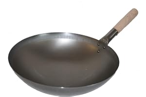AAF Nommel ® Wok ca. 38 cm Ø rund botten för gas, induktionsmuld, gastronomi wokpanna kolstål