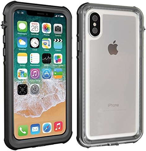 ToFein iPhone X Waterproof Case, Waterproof Snowproof Dustproof Shockproof Heavy Duty Protection Underwater Cases for iPhone X IP68 Certified (Black)
