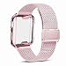 Produktbild INZAKI Kompatibel für Apple Watch Armband mit Hülle 38mm, Edelstahl Netz Milanese Schlaufen Armband mit Displayschutz Schlankes case für iWatch Series 3/2 / 1, Sport, Edition,Rosa