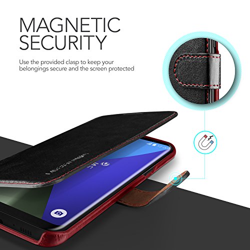 Galaxy S8 Hülle, VRS Design® Leder Schutzhülle [Schwarz] Schlanke Prämie PU Leder Tasche Stoßsichere Lederhülle Brieftasche Case mit 3 Kartenfach [Layered Dandy] für Samsung - 4