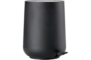ZONE DENMARK Poubelle Salle de Bain Nova - 3L - Poubelle à pédale - Design Scandinave - Plastique ABS Doux Au Toucher - H23cm D20,5cm - Noir
