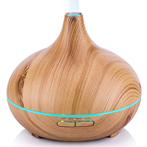 Aroma Diffuser, Earto 300ml Holzmaserung luftbefeuchter mit farbenwechselnde LED Licht, Abschaltautomatik 10 Stunden Dauerverneblung für Yoga Kinderzimmer Schlafzimmer Krankenhaus Toilette Büro usw