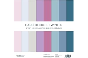 Craftelier - Cardstock Set | Pack de 24 cartes pour projets de scrapbooking et d'artisanat | Texture Winter - Dimensions 30 x 30 cm - Grammage 240 gr.