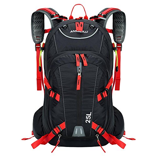 Lixada 25L Sumergible Transpirable Mochila para Deportes Ultraligero Bolsa de Agua con Cubierta de la Lluvia (roja)