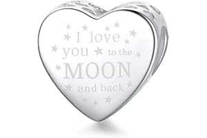 DALARAN 925 Sterling Silver Love Heart Charms for Charms Bracelets Necklace