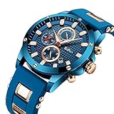 FIZILI Herren-Chronograph-Armbanduhr, modisch, Quarz, wasserdicht, Sport, Business Armbanduhr mit Silikonband