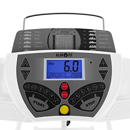 Klarfit Pacemaker FX5 Laufband Heimtrainer (1,5 PS, 12 km/h, Massagegerät, Sit Up Bank, Trainingscomputer, 12 Programme, Lautsprecher, AUX-IN, zusammenklappbar) verschiedene Farben - 5