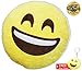 Produktbild EasY Kid's ToY- Emoji Smiley Kissen Mister Plüsch knallig gelbe Farbe D~32cm Rund, Whatsapp emoticon für Kinder, Lustiger Kuschelkissen Spass garantiert, Ideales Geburtstag Geschenk zur Deko