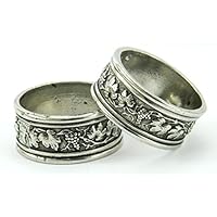 n. 6 ronds de serviette, couleur argent en étain, anneau, faits à la main en Italie de Cavagnini