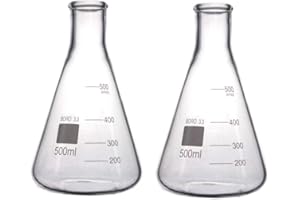 Rocwing - Borosilicate 3.3 Glass Graduated Conical Erlenmeyer Flask for Laboratory (500ml, 2 in a pack)