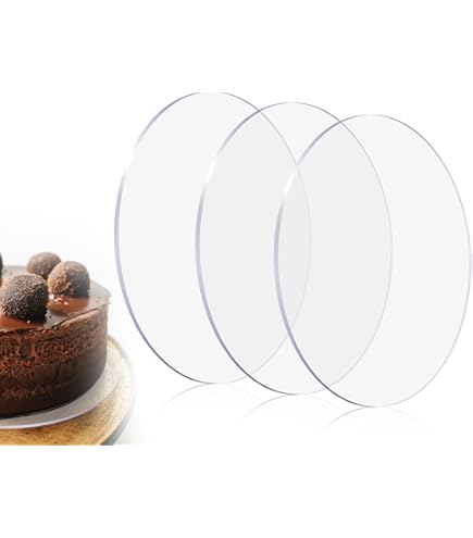 SLTAXAR 2 Pezzi Piatti per Torte Rotondi 20 cm Disco per Torte Base per Torta in Acrilico Sottotorta Tondo Acrilico Disco Torta in Acrilico Trasparenti con Raschietto per Servire Torte e Fai-da-Te