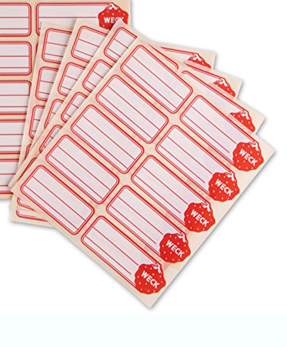 10er Set Weck Ersatzdeckel 60 mm inkl. ( 10 Etiketten von Weck ) zum Beschriften Bedrucken Haushaltsetiketten für 80 ml 140 ml 160 ml 220 ml Saftflaschen Tulpengläser Einmachgläser Sturzgläser Weckgläser - 4