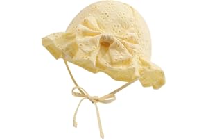 XIAOHAWANG Cappellino Estivo da Sole per Neonata Cappello da Pescatore Bowknot per Bambina Berretto Mare con Sottogola Regolabile