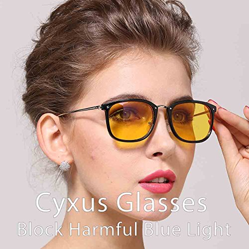 Cyxus Anti Blaulicht Brillen (Gelb Linse) [Augenschutz] computer brille,Unisex(Herren / Damen) blockierung uv brillen Braun Rahmen Metallbein - 4