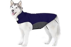 Bwiv Abrigos para Perros de Invierno Chaqueta para Perros Impermeable Forrado de Polar con Apertura para Correa (6XL, Azul Oscuro)