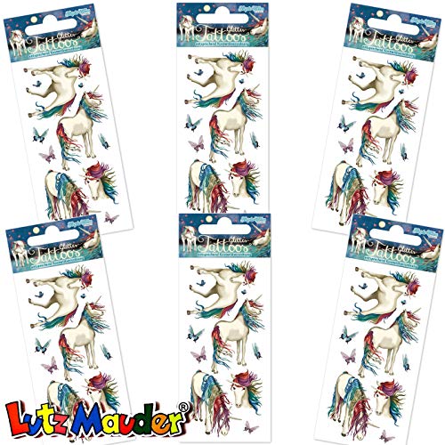 Tapirella: Juego de Tatuajes de 6 Piezas * Unicornio Lunar * con Purpurina de Mauder-Verlag - Libro de Juego: Juego + diversión con Tatuajes y Pegatinas para niños