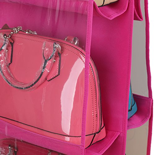 Chinatera 6 Fächer, groß, klar, Handtaschen-Organizer im Kleiderschrank aufhängen rose - 5