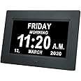 TMCC Dementia Clock Digital Day Calendar Clock - 12 Alarm Options,Extra Large Non-Abbreviated Day & Month Memory Loss Clock for Vision Impaired, Elderly, Alzheimer