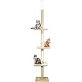 CA&T Luxury Floor to Ceiling Cat Tree | Height Adjustable Cat Climbing Tower with Scratch Post | Cat Towers for Indoor Cats with Multiple Levels & Scratching Posts