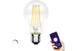 SMARTFY Bombilla Inteligente WiFi Filamento Vintage E27 LED CCT Regulable compatible con Alexa, Google Home, Smart Life, Tuya e IFTTT 6,5W Temperatura de Color Seleccionable