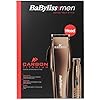 BaByliss for Men Electric Mains Carbon Titanium Hair Clippers + Cordless Battery Operated Detail Trimmer+ Storage Case Titanium Colour 7446CGU