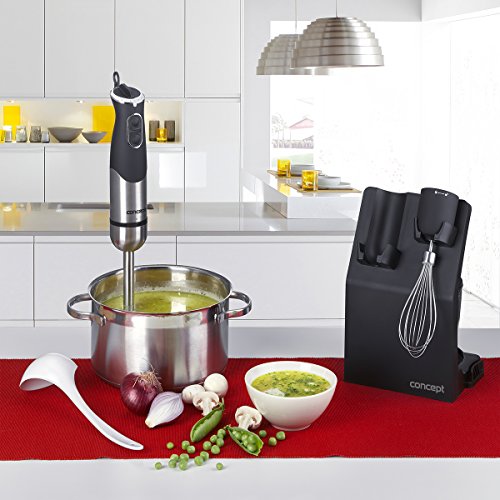 CONCEPT Hausgeräte TM4735 Stabmixer 800 W mit Zerkleinerer, Rührbesen, Mixbecher und abnehmbarem Edelstahlmixfuß, schwarz - 4