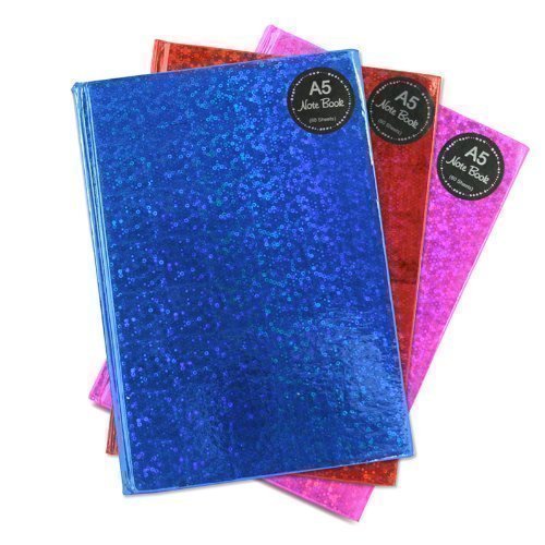 A5 Rosa Notizbuch Liniert Hardcover Gebunden Holographisches Design