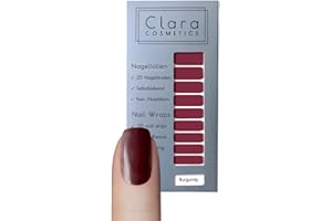 Clara Cosmetics pellicola per unghie "Burgundy" - smalto adesivo per unghie, 25 strisce di unghie adesive, foglie per le unghie, Nail Wraps, Nail Art, Nail Sticker, lunga durata