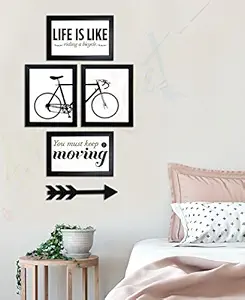 Painting Mantra Art Street You Must Keep Moving Wall Photo Frame with MDF Arrow - Set of 4