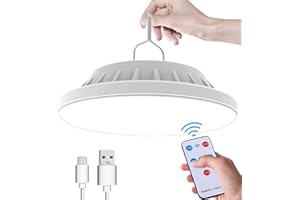 WholeFire Lámpara LED solar para camping, carga USB, con mando a distancia, 5 modos, colgante, IPX7, impermeable, banco de energía, para camping, senderismo, huracán