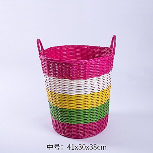 Luckyfree Laundry Basket Plastic Dirty Clothes Basket Toys Debris Snack Storage Basket, Pink Rainbow Color * Medium