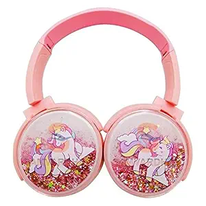 Stylie Modern Alternatives Unicorn Headphone/Unicorn Headphone for Girls/ Cute Design Multicolour Unicorn Glitter Wireless Headphones/Adjustable Wireless Bluetooth On-Ear Headphones with Built-in HD Mic & TF Card Reader